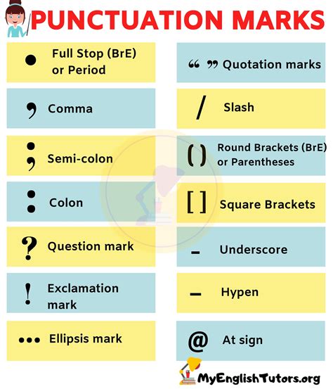 printable punctuation marks   meanings