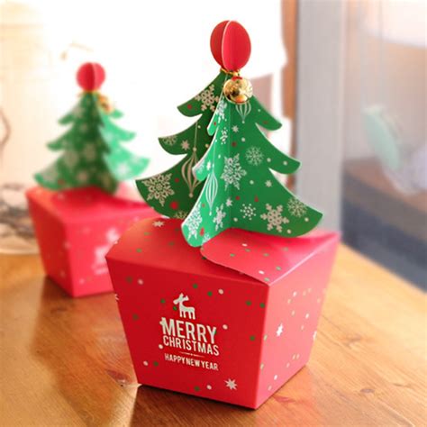 pcslot merry christmas tree gift box cookie cholocate food paper box christmas favor boxes