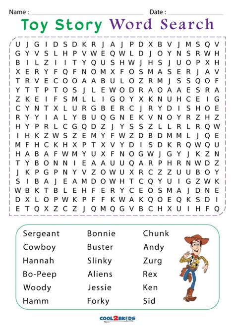 printable toy story word search coolbkids