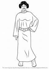 Leia Wars Star Princess Draw Drawing Step Tutorials Drawingtutorials101 sketch template