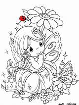 Coloring Fairy Pages Fairies Color Kids Cute Printable Moments Precious Colouring Flowers Adult Butterfly Digi Flower Stamps Book Print Stamp sketch template