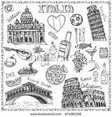 Italy Vector Doodle Drawn Italian Hand Landmark Famous Vintage Shutterstock Set Stock Food Travel Journal Pisa Doodles Background Sketchy Bridges sketch template