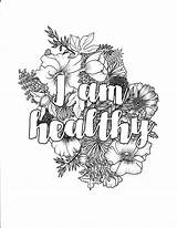 Coloring Pages Self Adult Healthy Affirmation Colouring Am Printable Getcolorings Yr Etsy sketch template
