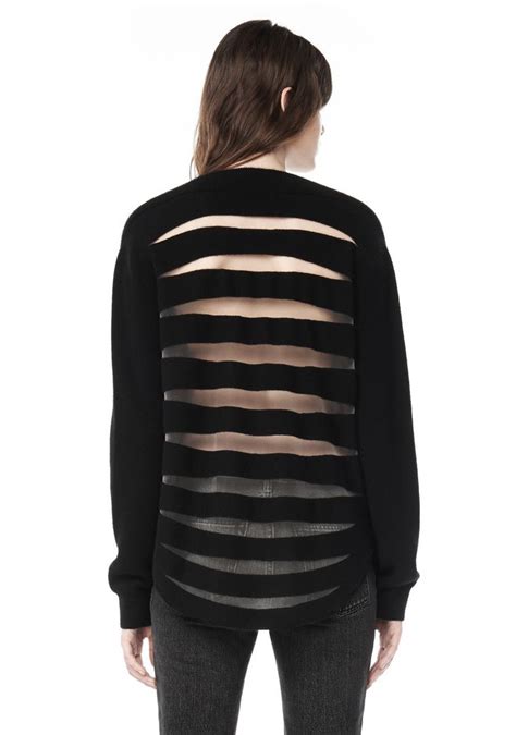 Alexander Wang ‎sheer Back Striped Pullover ‎ ‎top‎ Official Site