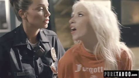 Small Boned Fair Haired Kenzie Reeves Rimmed By Cute Policewoman