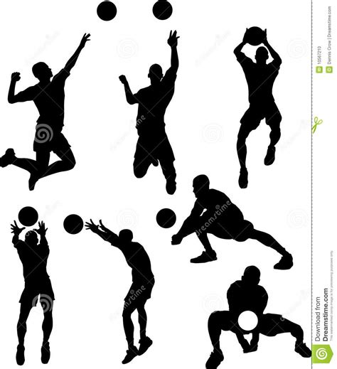 Volleyball Mannesschattenbilder Vektor Abbildung