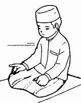 Mewarnai Mengaji Sholat Orang Sedang Shalat Sketsa Kumpulan Populer Lain Rebanas sketch template