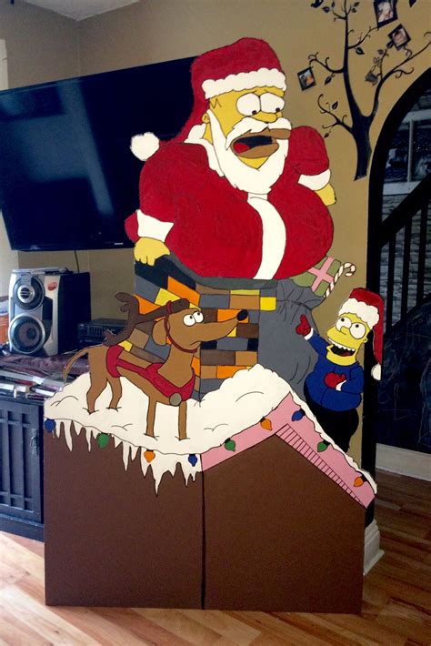 simpsons christmas cutout diy acrylic paint plywood yard decoration homer bart  santas