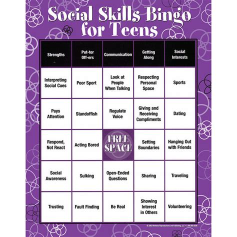 social skills bingo game  teens childsworkchildsplay childs work