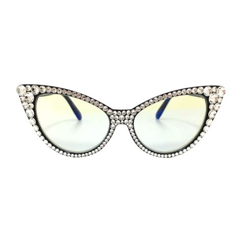 Large Cateye Reading Glasses Covered In Swarovski Crystals Etsy