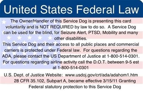 federal law information card service dogs federal   ojays