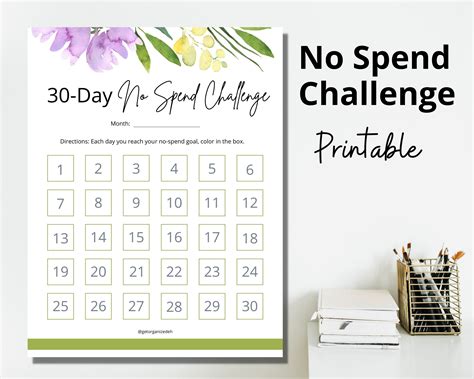 spend challenge tracker printable  spend month money etsy