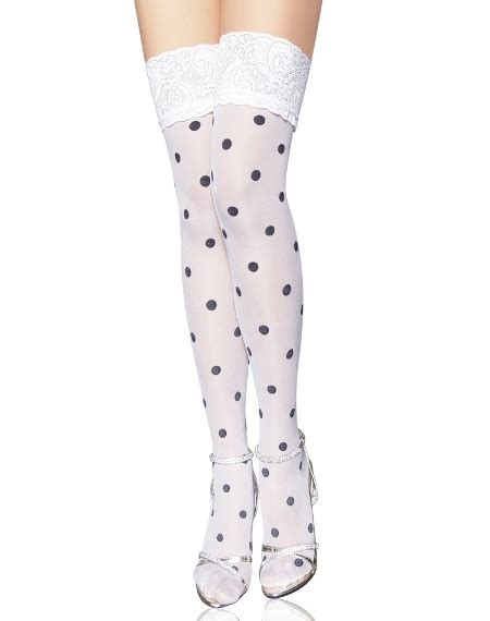 Polka Dot Thigh Highs With Lace Top Wholesale Lingerie Sexy Lingerie