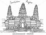 Coloring Angkor Buddhist Khmer sketch template