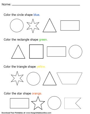 color   shapes worksheet  kindergarten