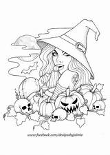 Coloring Pages Witch Halloween Adult Printable Printables Witches Colouring Pumpkins Color Dibujos Coloriage Para Book Drawings Colorear Samhain Books Imprimer sketch template