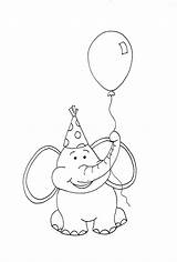 Elephant Balloon Drawing Digi Stamps Dearie Dolls Party Getdrawings sketch template
