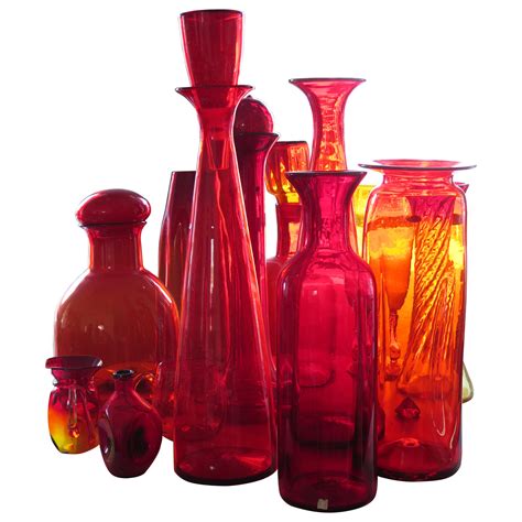 Complimentary Pair Of Large Mid Century Glass Blenko Vases At 1stdibs