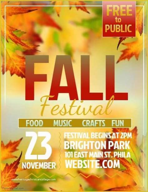 printable fall festival flyer templates  providence baptist