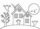 Haunted House Coloring Halloween Easy Drawing Pages Houses Cartoon Simple Draw Kids Printable Drawings Preschoolers Color Print Getdrawings Big Popular sketch template