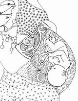Coloring Pregnant Pages Pregnancy Graphic Mom Hippie Mother Kunst Drawing Embarazo Colorear Para Geburt Printable Women Colouring Baby Birth Child sketch template
