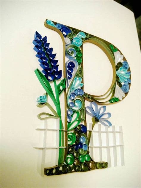 quilled monogram p  kfpapyrics  etsy quilling letters paper