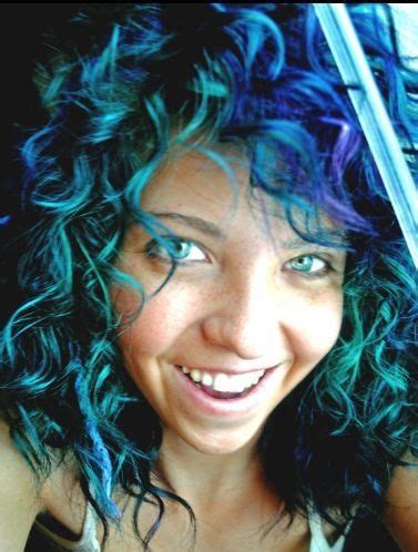 blue curly hair      teal stripes  dont  im crazy  hair color