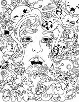 Coloring Pages Trippy Printable Psychedelic Print Popular sketch template