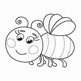 Bee Coloring Cartoon Cute Funny Book Ruddy Flying Drawing Vector Illustration Stock Getdrawings sketch template