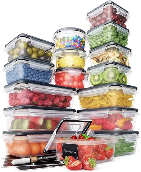 amazon lowest price food storage containers set airtight plastic containers  easy snap