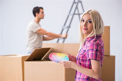 young family preparing  home renovation stock photo image