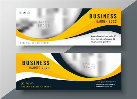 modern yellow wavy business banner design   vector art stock graphics images