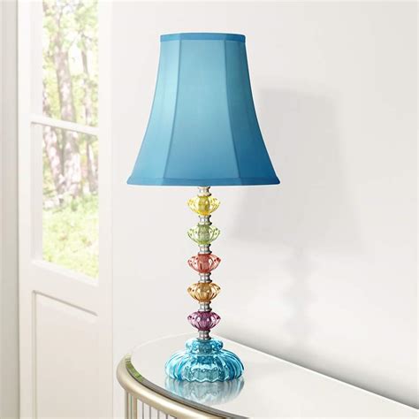 Bohemian Teal Blue Stacked Glass Table Lamp 4n710