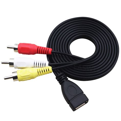 usb  female   rca phono av cable lead pc tv aux audio video adapter  easwel