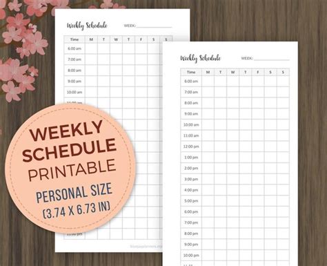 personal planner weekly schedule printable personal