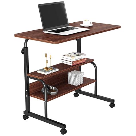 adjustable rolling desk mobile laptop desk cart stand  table standing