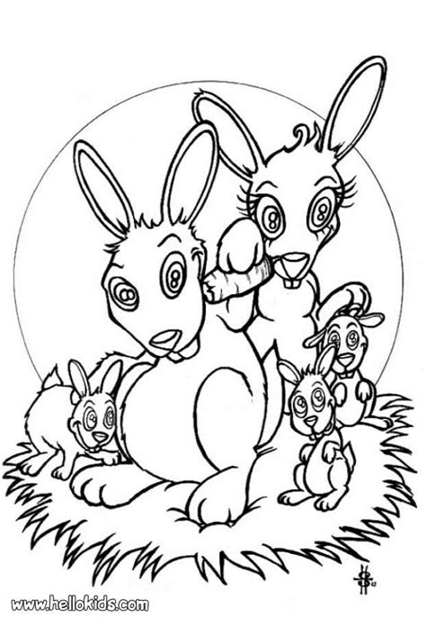 rabbit family coloring page cute  amazing farm animals coloring
