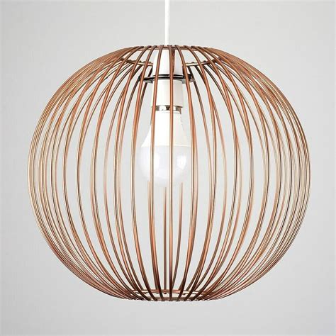 Pair Of Copper Colour Metal Globe Design Pendant Light Shades 30cm