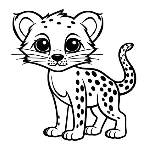 cute cheetah cartoon baby coloring pages outline sketch drawing vector