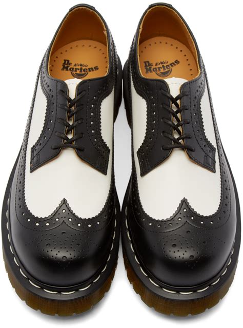 lyst dr martens black and white 3989 brogues in black for men