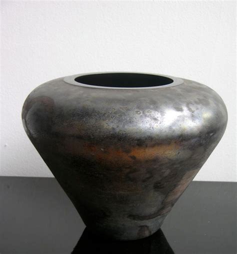 Vintage Iridescent Black Scavo Murano Glass Vase By