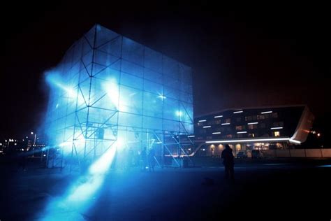 tesseract hyper cube installation   architecture light installation installation