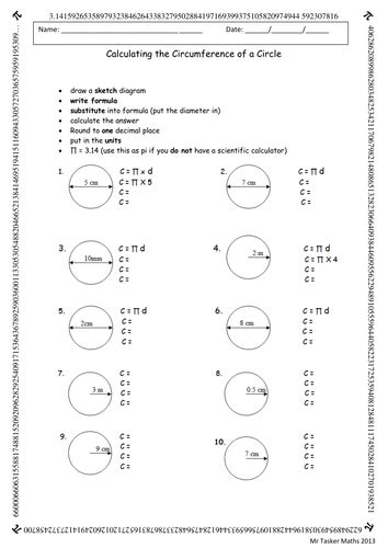 circumference   circle worksheet  christasker teaching resources