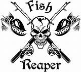 Fishing Fish Rod Reaper Skull Decals Decal Car Reel Vinyl Sticker Window Boat Truck Rods Skeleton Ebay Fly Silhouette Choose sketch template