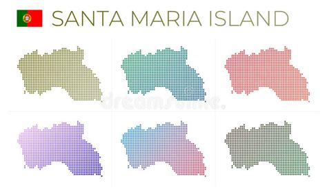 santa maria island dotted map set stock vector illustration