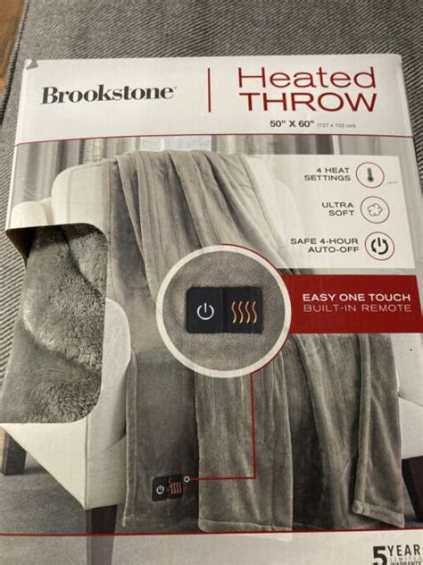 brookstone heated throw warm cozy soft blanket gray   sale