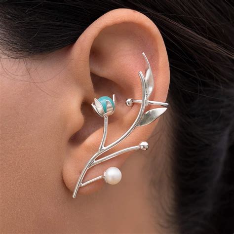 elf ear climber earring statement earring elf ear cuff sterling