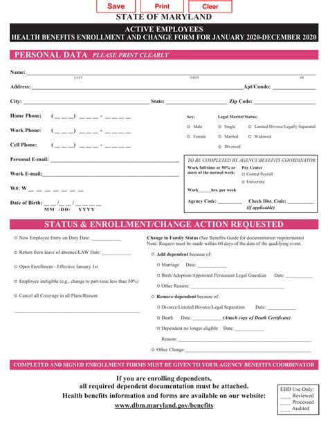 Employee Enrollment Form Template