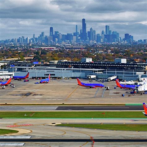 airplanes chicago midway airport sq format photograph  thomas