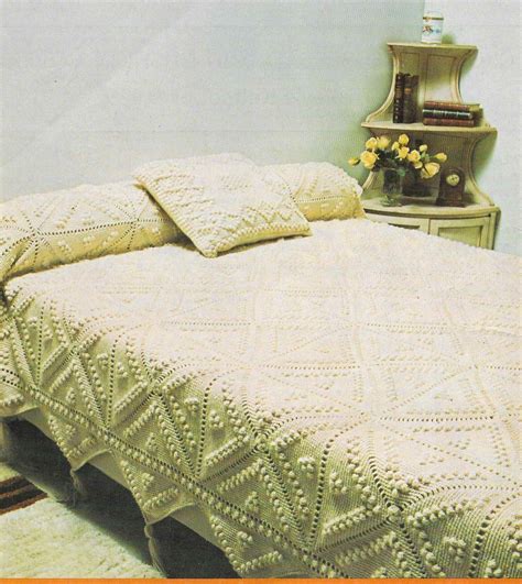 bed cover crochet pattern bedspread   inches vintage etsy bed